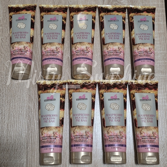 Bath & Body Works Other - Raspberry Holiday Pie Bar Body Cream Set of 9 NEW by Bath Body Works Milk Bar